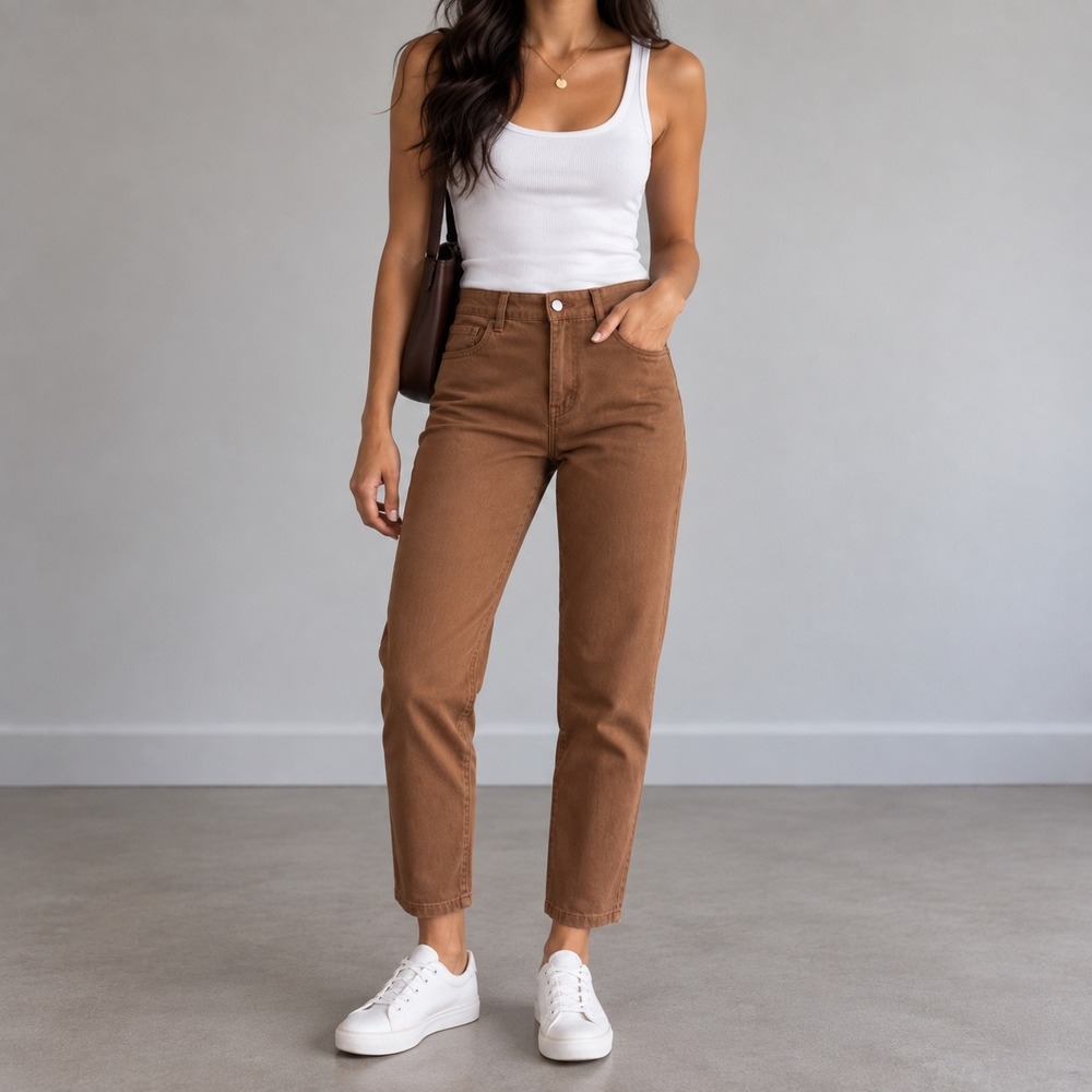 Pact Organic Cotton Straight Leg Pants Womens Large Brown Sustainable Boho NWT